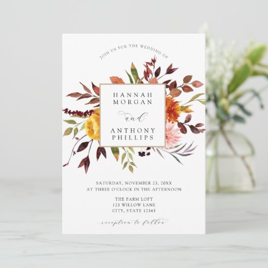Herfst Foliage Bruiloft uitnodiging (Staand voorkant)