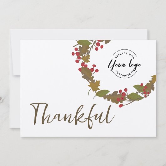 Herfst Foliage business logo Thanksgiving Dankbaar Bedankkaart (Voorkant)