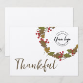 Herfst Foliage business logo Thanksgiving Dankbaar Bedankkaart (Voorkant / Achterkant)