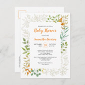 Herfst Foliage Cute Botanical Baby shower Uitnodiging Briefkaart (Voorkant / Achterkant)