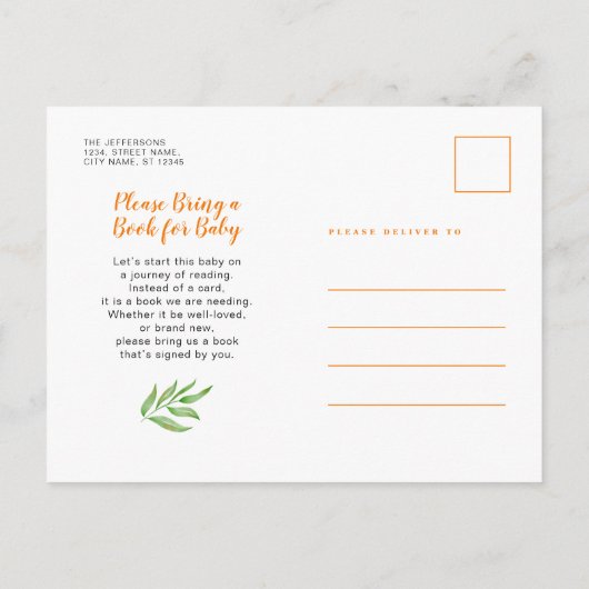 Herfst Foliage Cute Botanical Baby shower Uitnodiging Briefkaart (Achterkant)