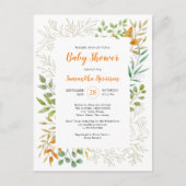 Herfst Foliage Cute Botanical Baby shower Uitnodiging Briefkaart (Voorkant)