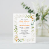 Herfst Foliage Cute Botanical Baby shower Uitnodiging Briefkaart (Staand voorkant)
