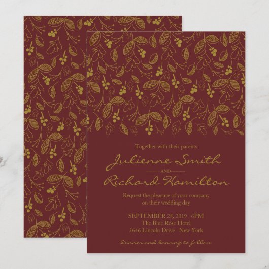 herfst Foliage Elegant Fall Wedding Kaart (Voorkant / Achterkant)