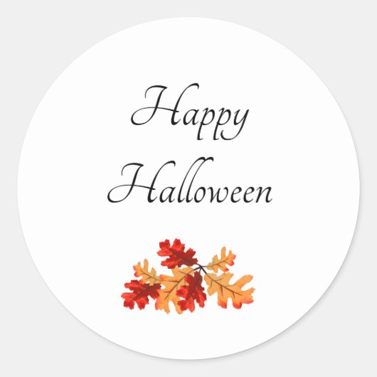 Herfst Foliage Elegant Happy Halloween Ronde Sticker (Voorkant)