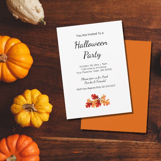 Herfst Foliage Elegante herfst Halloween Party Kaart