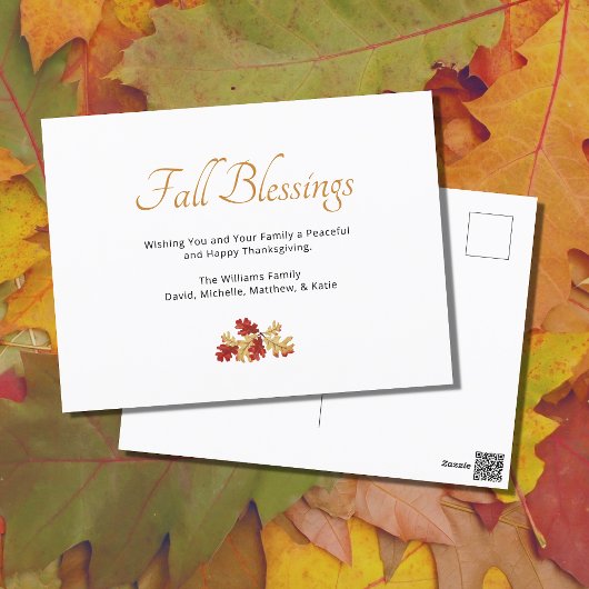 Herfst Foliage Elegante Thanksgiving Zegeningen Feestdagenkaart