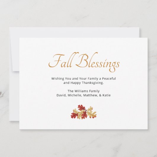 Herfst Foliage Elegante Thanksgiving Zegeningen Feestdagenkaart (Voorkant)