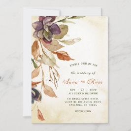 Herfst Foliage en Succulent | Tan Waterverf Kaart