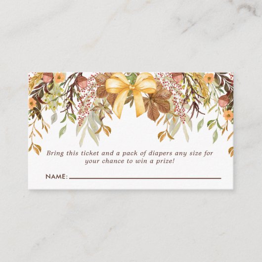 Herfst Foliage Floral Autumn Flowers Diaper Raffle Informatiekaartje (Voorkant)