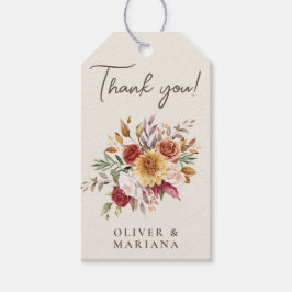 Herfst Foliage Floral Ivoor bruiloft gunst Cadeaulabel