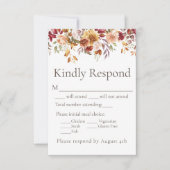 Herfst Foliage Floral Wedding Response RSVP-kaart RSVP Kaartje (Voorkant)