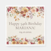 Herfst Foliage Flowers Ivoor Verjaardagsfeestje Servet (Voorkant)