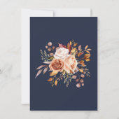 Herfst Foliage Flowers Navy Blue Dank u kaart (Achterkant)