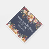 Herfst Foliage Flowers Navy Blue Verjaardagsfeest Servet (Hoek)