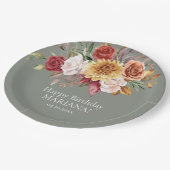 Herfst Foliage Flowers Sage Groen Verjaardagsfeest Papieren Bordje (Gekanteld)