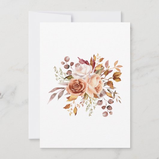 Herfst Foliage Flowers Wit Dank u kaart (Achterkant)