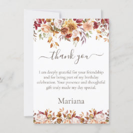 Herfst Foliage Flowers Wit Dank u kaart