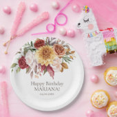 Herfst Foliage Flowers Wit Verjaardagsfeest Papieren Bordje (Feest)