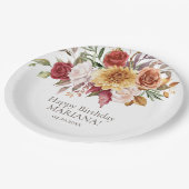 Herfst Foliage Flowers Wit Verjaardagsfeest Papieren Bordje (Gekanteld)