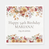 Herfst Foliage Flowers Wit Verjaardagsfeest Servet (Voorkant)