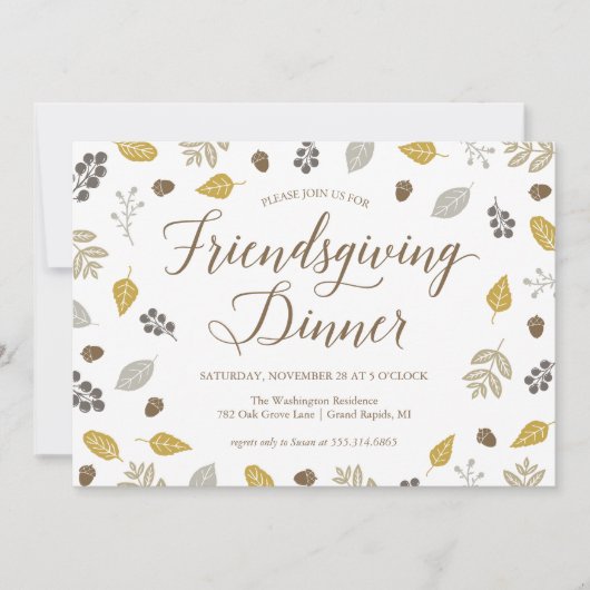 Herfst Foliage Friendsgiving Dinner Party Invision Kaart (Voorkant)