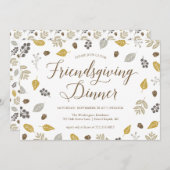 Herfst Foliage Friendsgiving Dinner Party Invision Kaart (Voorkant / Achterkant)