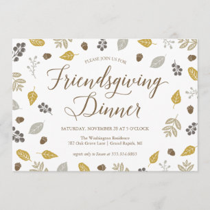 Herfst Foliage Friendsgiving Dinner Party Invision Kaart