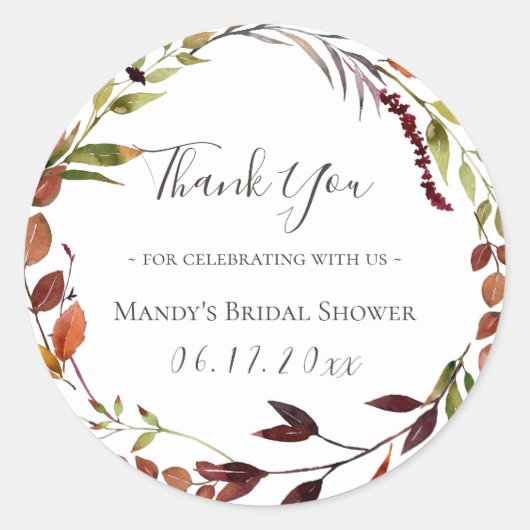 Herfst Foliage groen krans dank u Ronde Sticker (Voorkant)