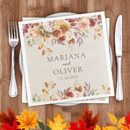 Herfst Foliage Herfst Kleuren Ivoor Bruiloft Servet