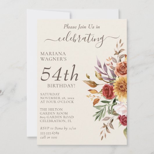 Herfst Foliage Herfst Kleuren Ivoor Verjaardag Kaart (Voorkant)