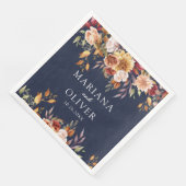 Herfst Foliage herfst kleuren marineblauw bruiloft Servet (Hoek)