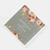 Herfst Foliage Herfst Kleuren Sage Groen Bruiloft Servet (Hoek)