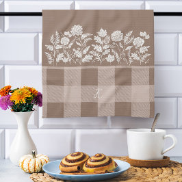 Herfst Foliage Herfstbloemen & Foliage Taupe Plaid Theedoek