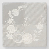 Herfst Foliage Herfstbloemen & Pompoenen Grijs Pla Stenen Onderzetter (Voorkant)