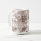 Herfst Foliage Herfstbloemen & Pompoenen Taupe Pla Koffiemok (Voorkant links)