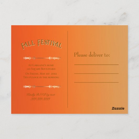 Herfst Foliage Invitation Briefkaart (Achterkant)