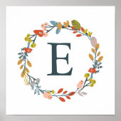 Herfst Foliage Monogram Nursery Art Print (Voorkant)