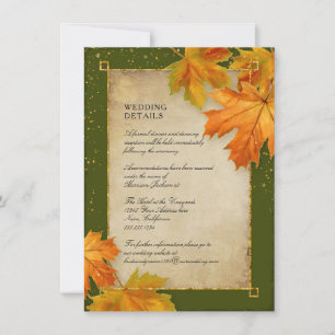 Herfst Foliage Oranje Green Rustic Wedding Details Kaart
