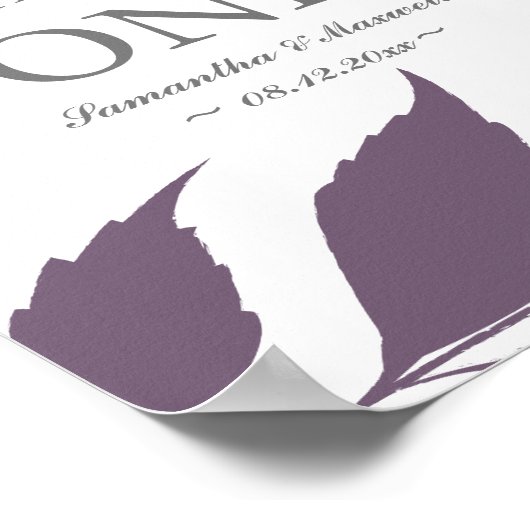 Herfst Foliage Plum Paars Leaves Table Number Poster (Hoek)