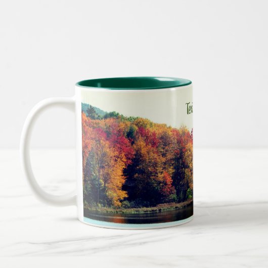 Herfst Foliage Pond Natuur Gepersonaliseerd Tweekleurige Koffiemok (Links)