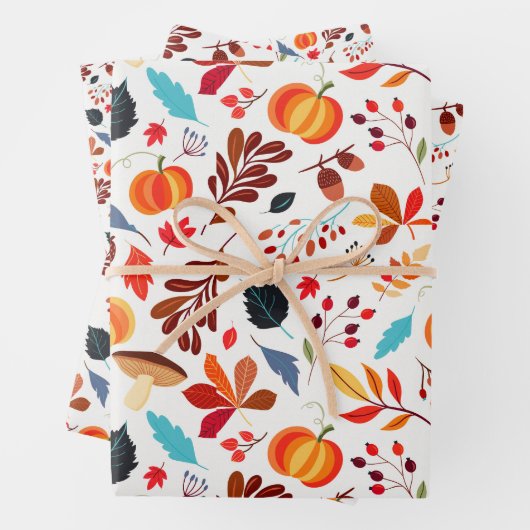 Herfst Foliage Pumpkin Halloween Theme Inpakpapier Vel (In situ)