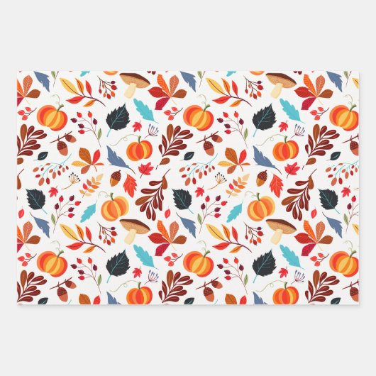 Herfst Foliage Pumpkin Halloween Theme Inpakpapier Vel (Voorkant)