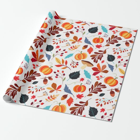 Herfst Foliage Pumpkin Holiday Thema Cadeaupapier (Uitgerold)
