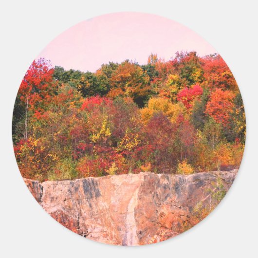 Herfst Foliage Rock Cliff Natuur Ronde Sticker (Voorkant)