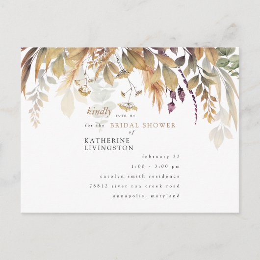 Herfst Foliage Rustic Bridal Shower Briefkaart (Voorkant)