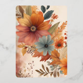 Herfst Foliage Rustieke Boho Waterverf Sinaasappel Folie Uitnodiging (Achterkant)