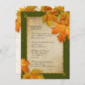 Herfst Foliage Sinaasappel Groen Rustiek Trouwdeta Kaart (Voorkant / Achterkant)
