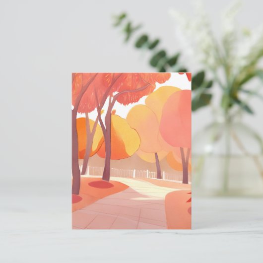 Herfst Foliage Stroll | Abstracte Waterverf Briefkaart (Staand voorkant)