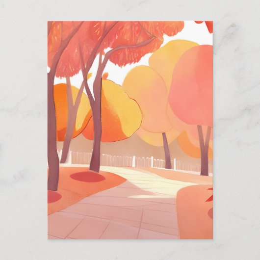 Herfst Foliage Stroll | Abstracte Waterverf Briefkaart (Voorkant)